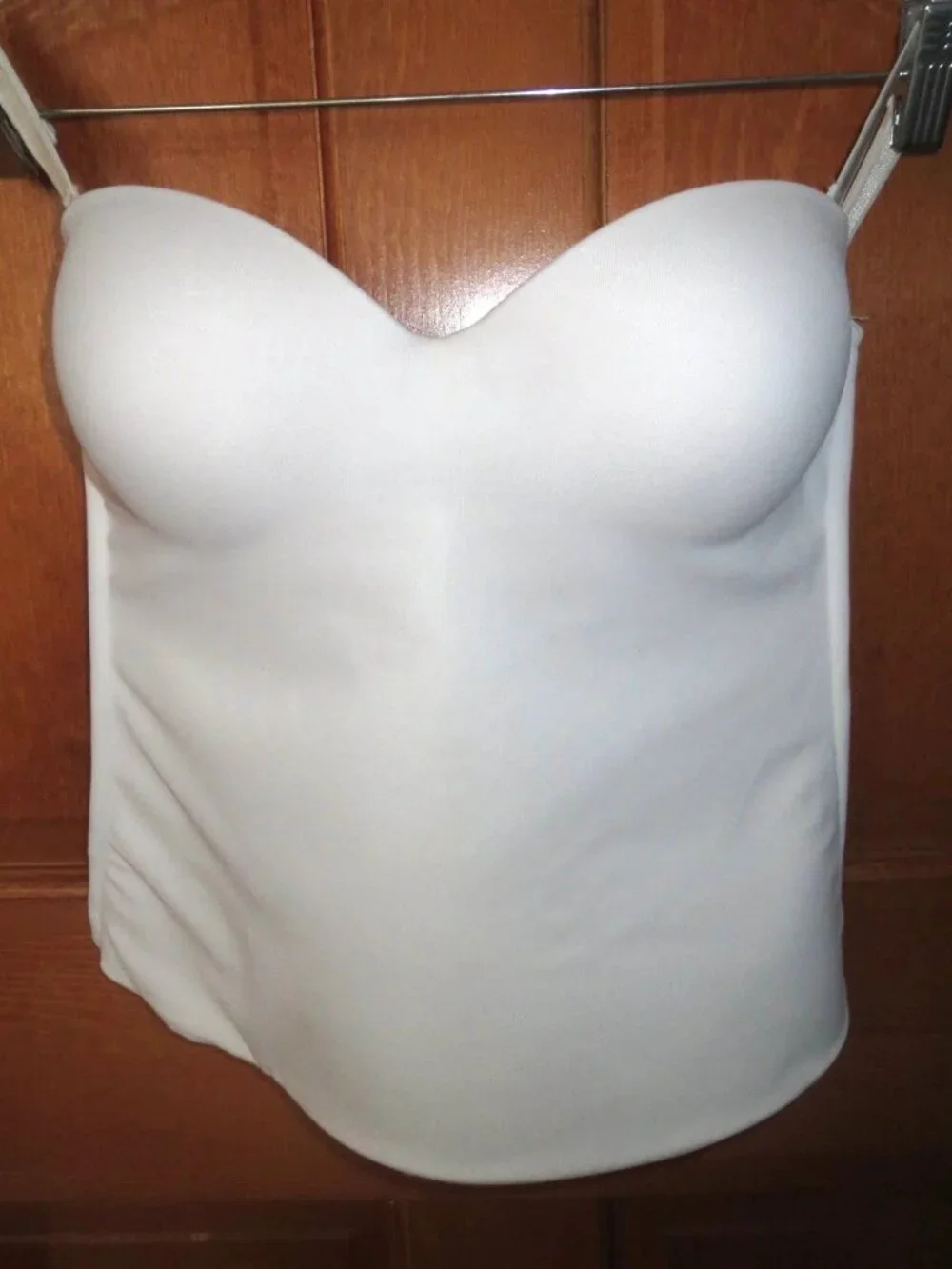 Bridal Bustier 38D Strapless With Garters, Includes NIP Straps White GUC - Picture 2 of 14